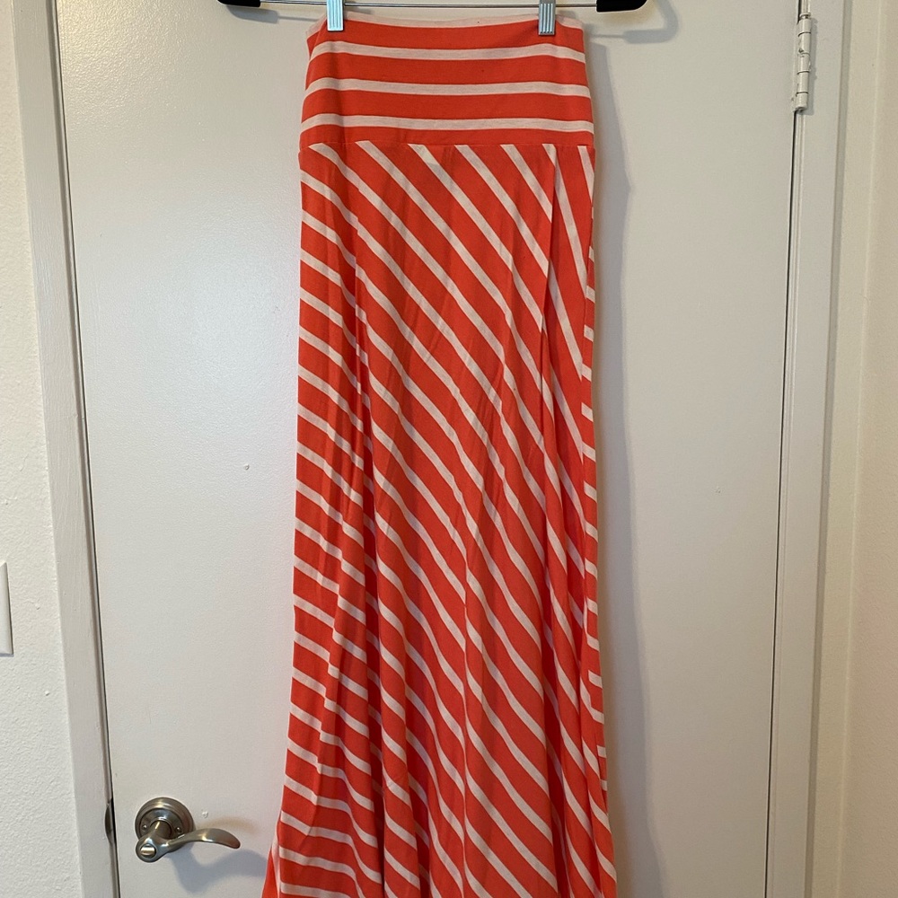 Mossimo Supply Co striped coral and white maxi skirt